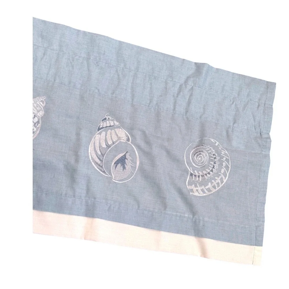 Croscill Nautical Seashell Valance Embroidered Rod Baby Blue Coastal Beach House